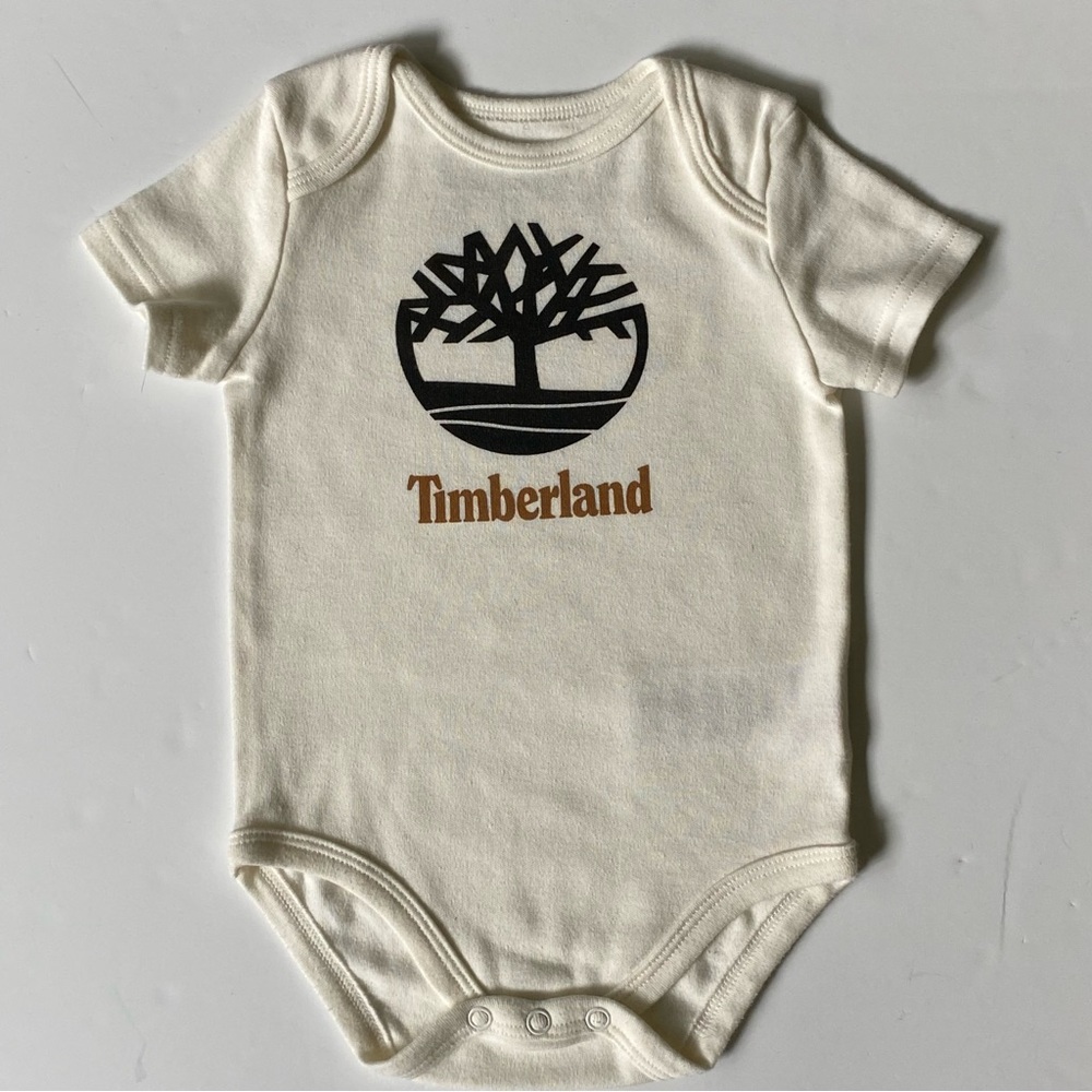 Timberland One Piece Size 3 6 Months Bodysuit Logo Outdoors White Baby Shirt